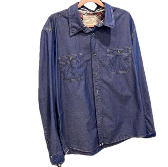 Weatherproof L 100% cotton soft blue long sleeve shirt  with 2 pockets - Picture 1 of 5